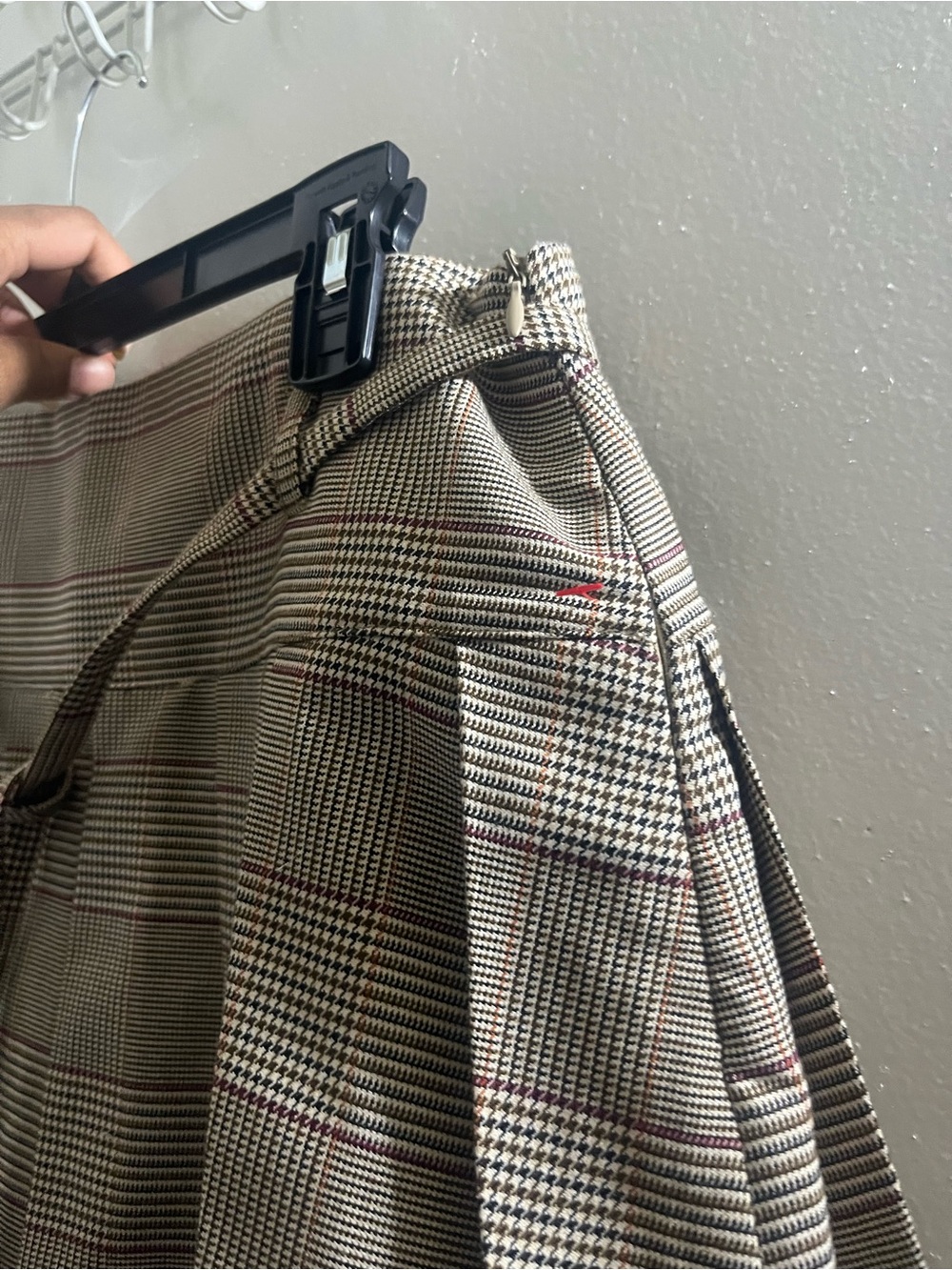 Stradivarius Plaid Mini Skort in Tan, Black & Rust - Picture 6 of 6